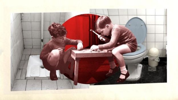 الجلوس مسترخيا على مقعد المرحاض قد يساعد في إطالة الوقت الذي يقضيه المرء في المرحاض، وقد أصبح الأمريكيون يعتبرونه وقتا للراحة والتسلية