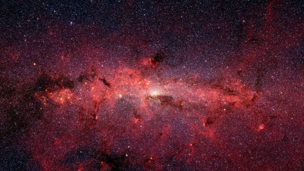 El centro de la Vía Láctea capturado por el telescopio espacial Spitzer.