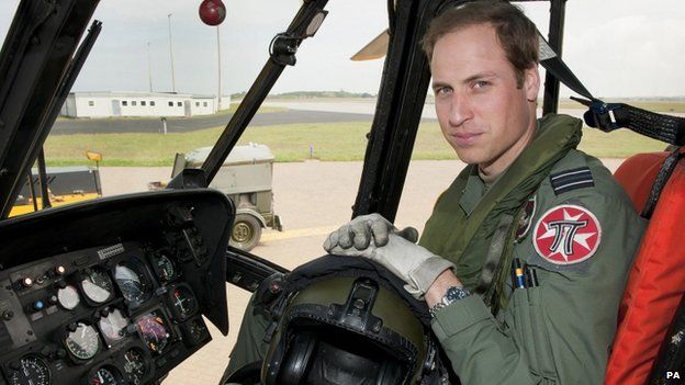 Prince William as an RAF Search and Rescue helicopter pilot