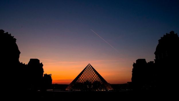 The glass pyramid at the Louvre