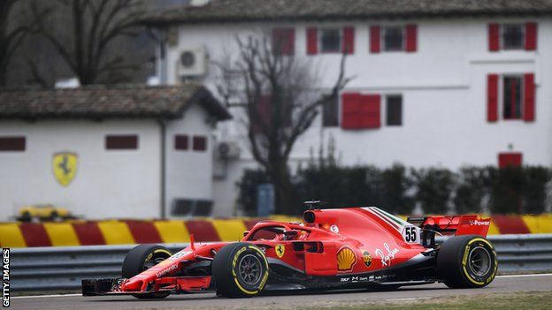 Carlos Sainz of Spain in his first test drive for Ferrari