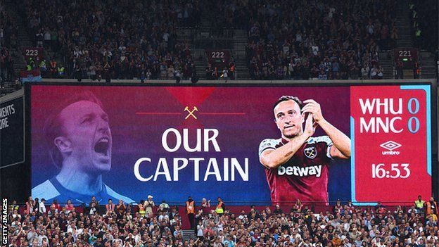 West Ham fans pay tribute to Mark Noble's career