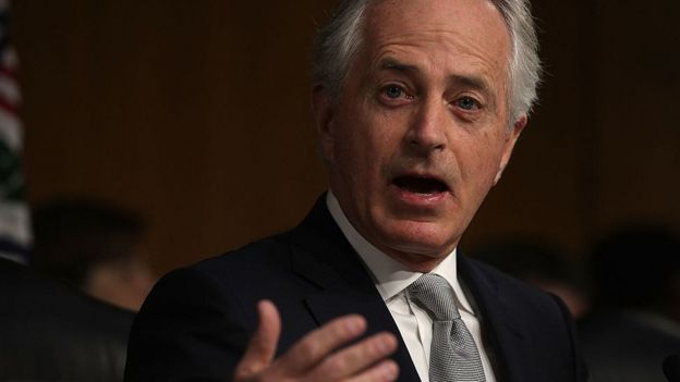 Committee chairman Sen. Bob Corker (R-TN) speaks during the confirmation hearing for former ExxonMobil CEO Rex Tillerson, U.S. President-elect Donald TrumpÕs nominee for Secretary of State, before Senate Foreign Relations Committee January 11, 2017 on Capitol Hill in Washington, DC.