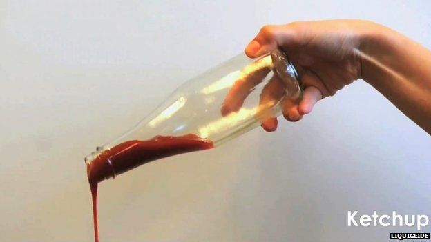 A non-stick ketchup bottle