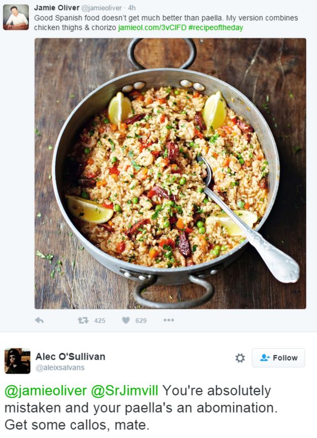 Jamie Oliver's paella recipe is panned online - BBC News