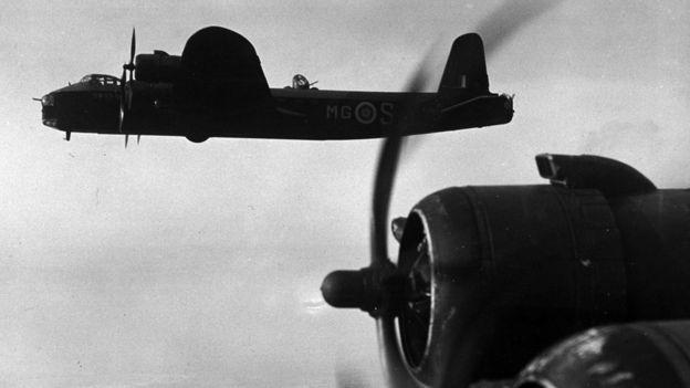 Short Stirling bombers in flight