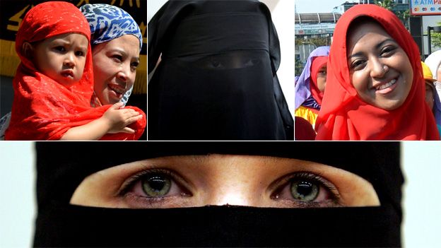 Composite image of Muslim women wearing headscarves