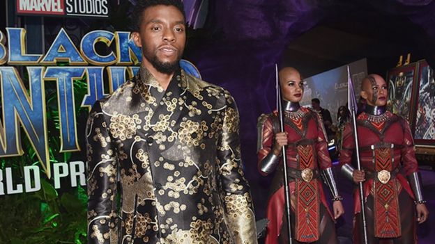 Chadwick Boseman en el estreno de Black Panther.