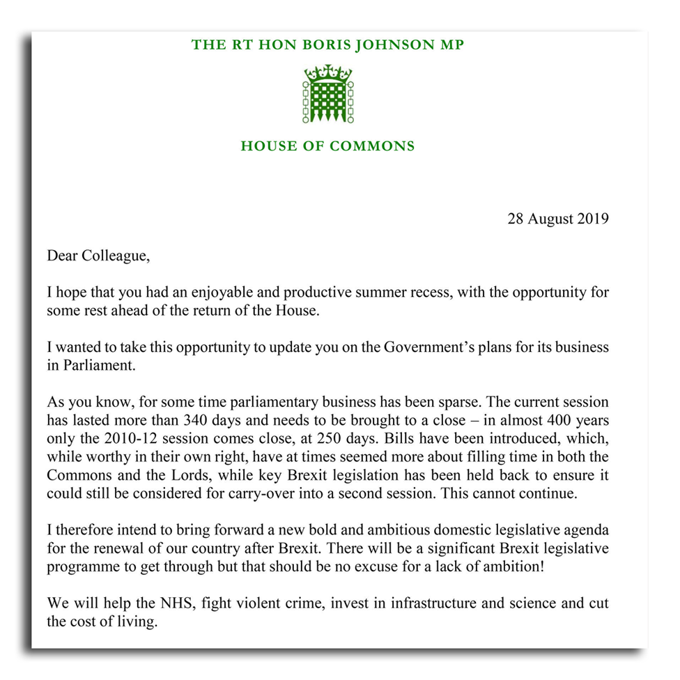 Boris Johnson letter