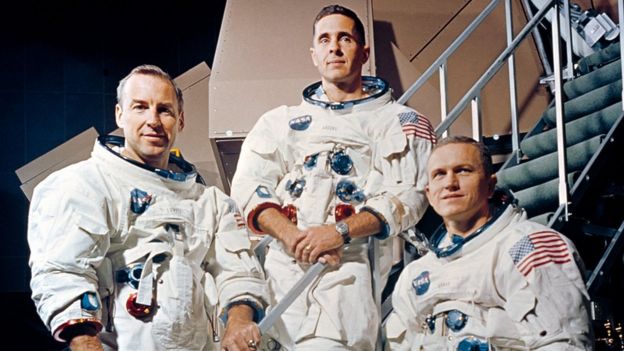 Los tres astronautas del Apolo 8.