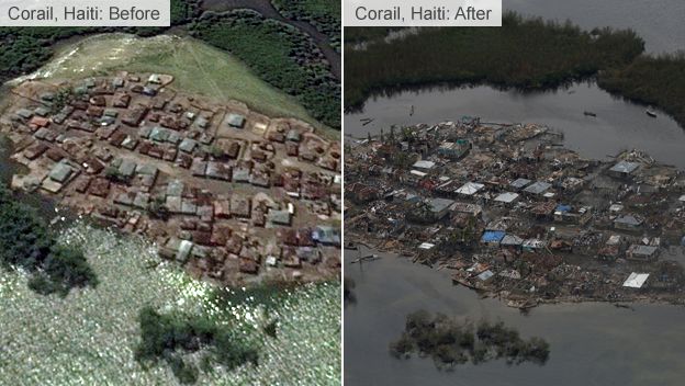 Damage caused by Hurricane Matthew in Corail, Haiti