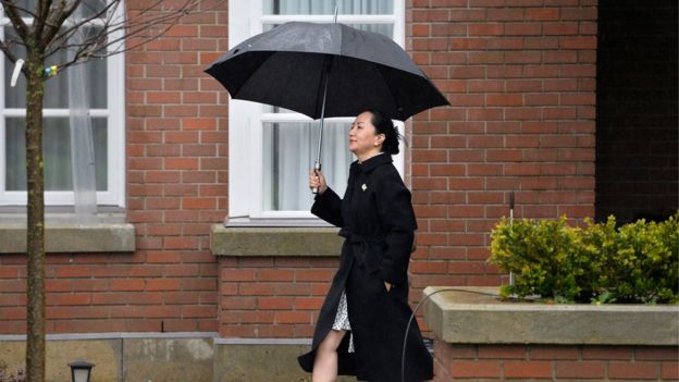 Meng Wanzhou leaves her home to attend her extradition hearing at a Vancouver court in January