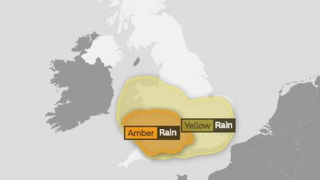 Amber and yellow warnings for Thursday night and Friday morning