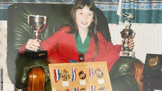 A young Jade Jones with trophies