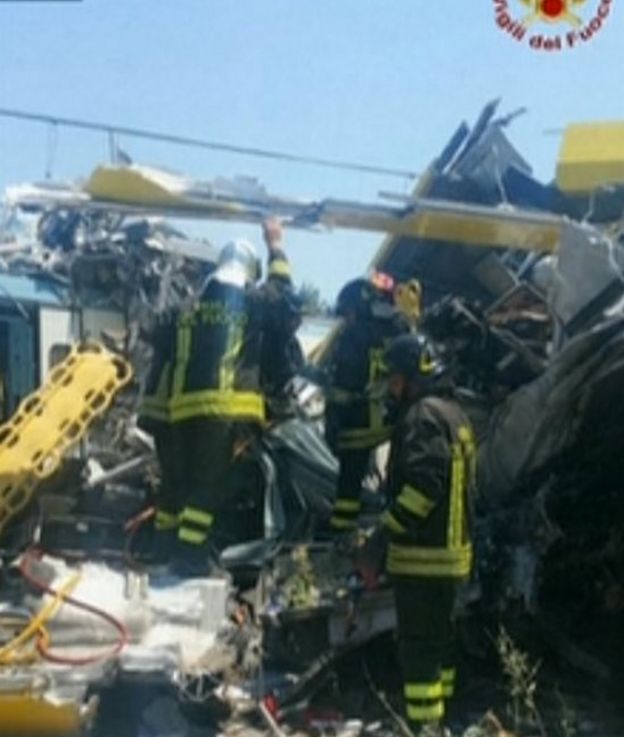 Italian fire brigade picture shows extent of crash