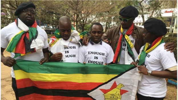 Raia wa Zimbabwe wanaoishini nchini Kenya waandamana dhidi ya uongozi wa Robert Mugabe
