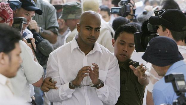 Myuran Sukumaran dalam sidang pertamanya di Bali, pada Oktober 2005.