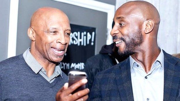 Cyrille Regis shares a joke with his nephew Jason Roberts