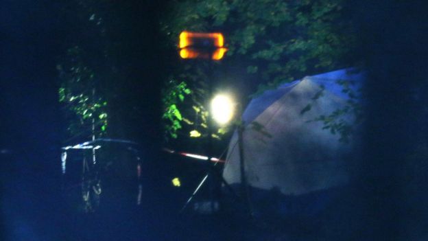 A forensic tent at the scene
