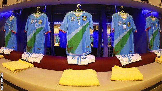 Djibouti's changing room at the Arab Cup in Qatar