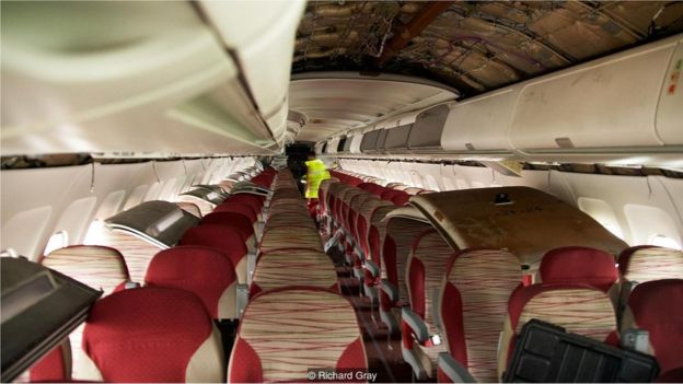 Interior de avião aposentado