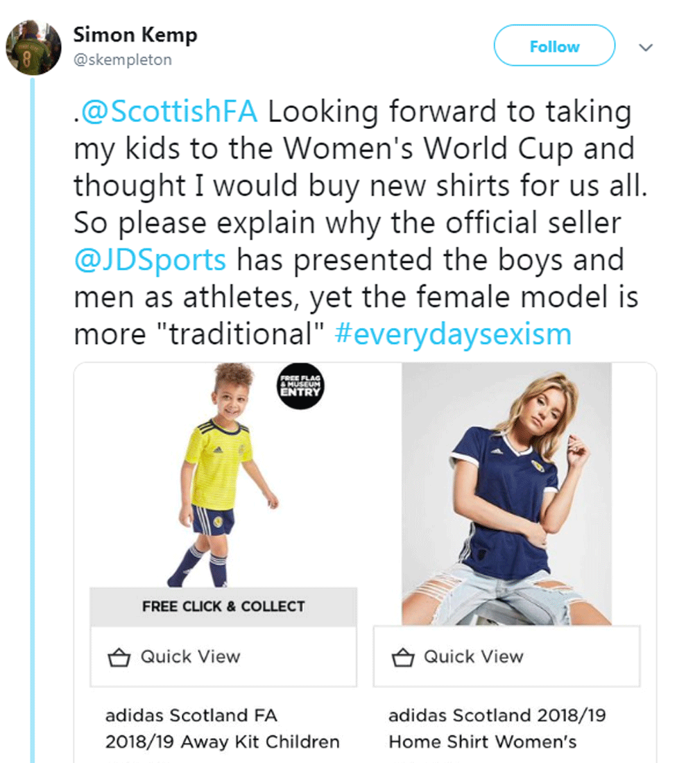 Jd Sports Removes Scotland Kit Photo After Sexism Row Bbc News