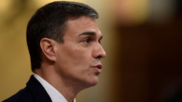Spanish Socialist Party PSOE leader Pedro Sánchez attends a debate on a no-confidence motion in Madrid on May 31, 2018