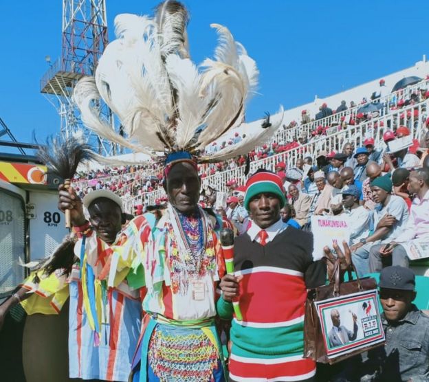 Mourners at the Nyayo National Stadium