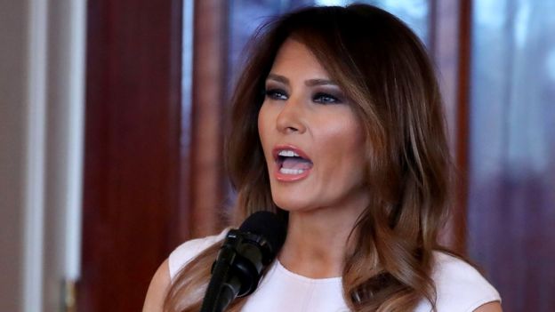 Melania Trump says 'don't care' jacket was a message - BBC News