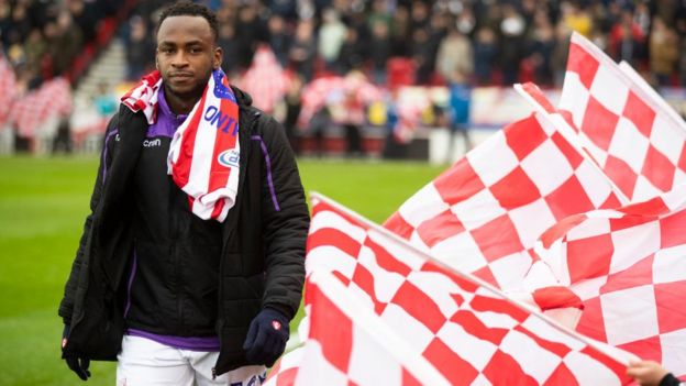 Saido Berahino de Stoke City pendant le match du Sky Bet Championship entre Stoke City et Leeds United le 19 janvier 2019.