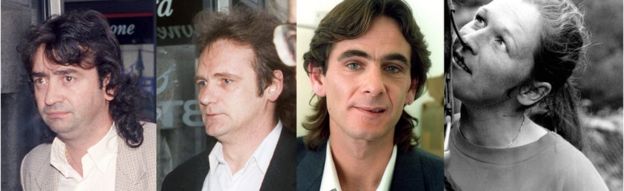 (L-R) Gerry Conlon (1991), Patrick Armstrong (1991), Paul Hill (1989), Carole Richardson (1989)