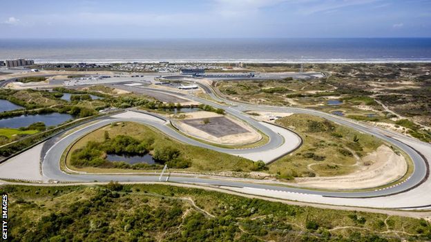An aerial photo of the Zandvoort track