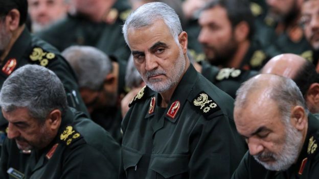 General Qasem Soleimani, centre, in Tehran 2016