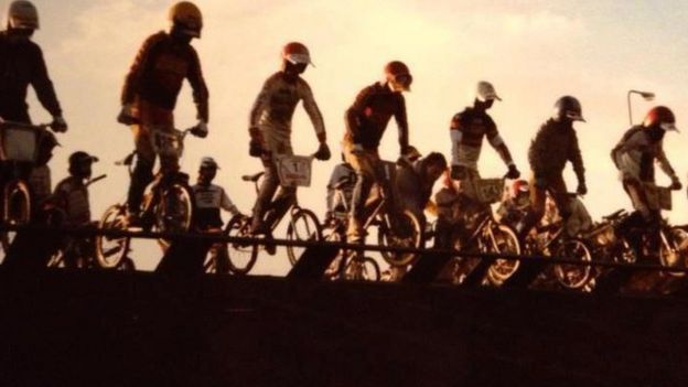 The gate at the BMX track at Lambeg in its heyday