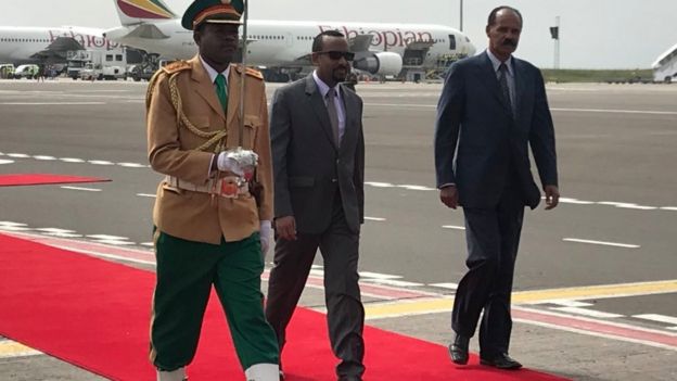 ጠቅላይ ሚኒስትር ዐብይ አህመድና ፕሬዝዳንት ኢሳያስ አፈወርቂ