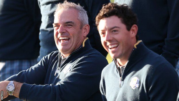 Paul McGinley with Rory McIlroy at the 2014 Ryder Cup