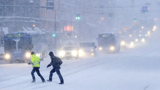 Снегопад в Хельсинки