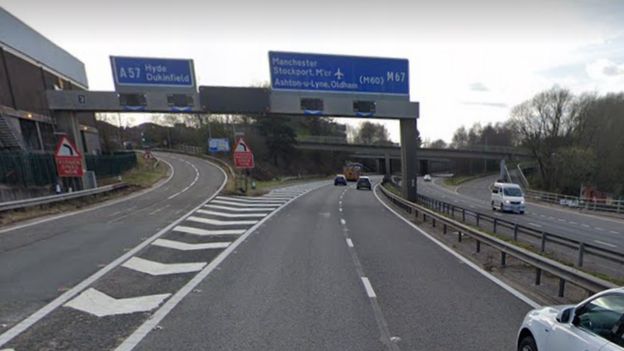 Man dies after being hit by vehicle while walking on M67 motorway - BBC ...