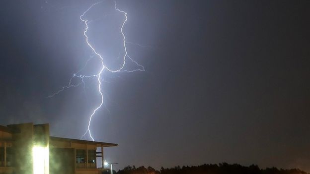 Night sky with lightning