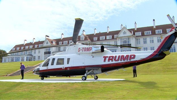Mr Trump arrived in his own private helicopter