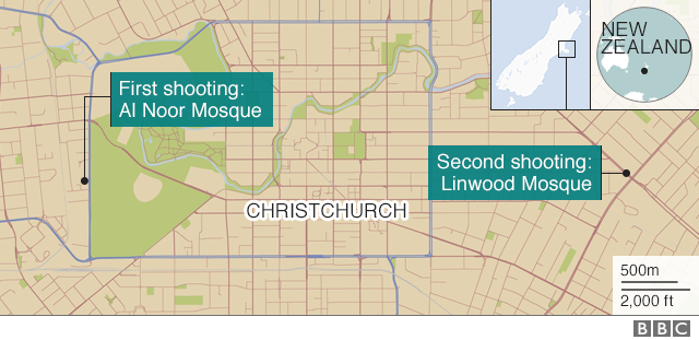Map of the location of the shootings