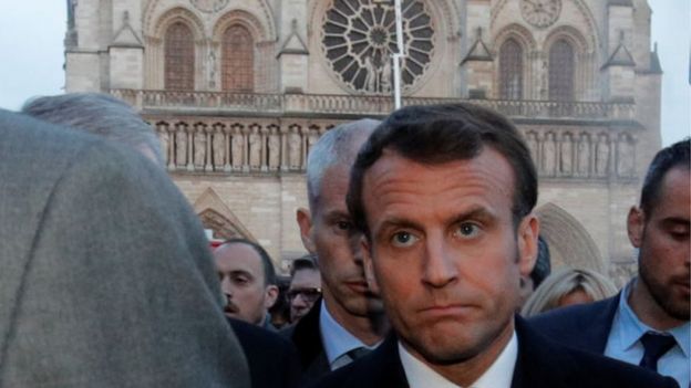 Macron y Notre Dame