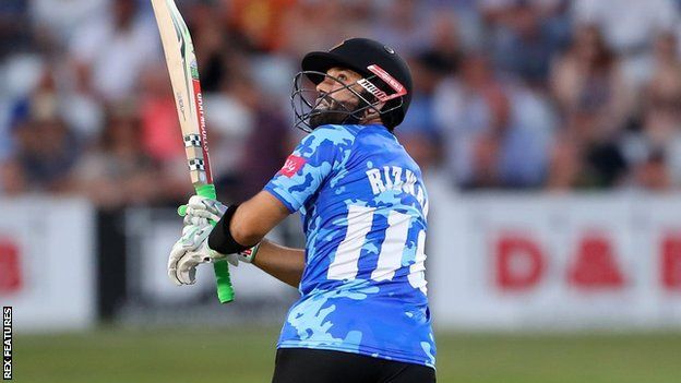 Sussex's Pakistan international keeper Mohammad Rizwan hit 48, and then took three catches and a stumping
