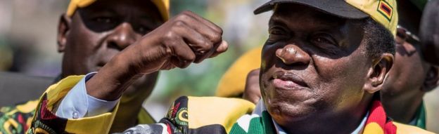 Emmerson Mnangagwa at a rally in Harare, Zimbabwe