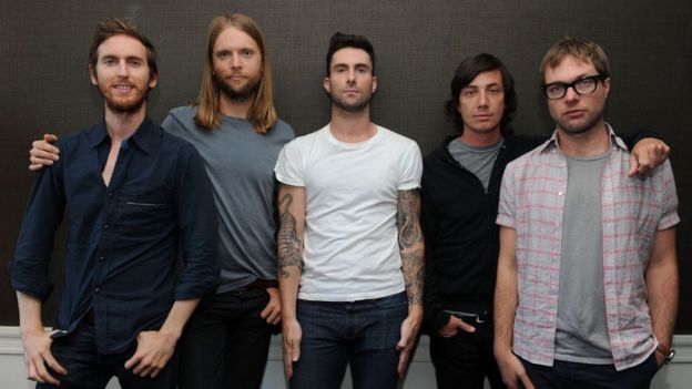 Maroon 5 (L-R): Jesse Carmichael, James Valentine, Adam Levine, Matt Flynn and Mickey Madden