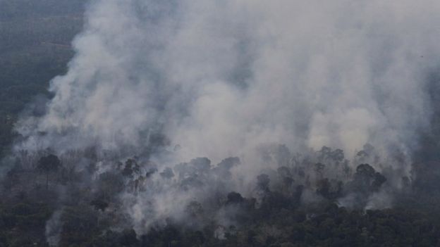 Incêndio na floresta amazônica, em Rondônia