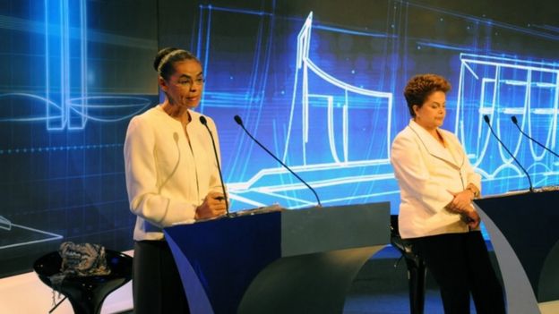 Marina Silva e Dilma Rousseff em debate presidencial
