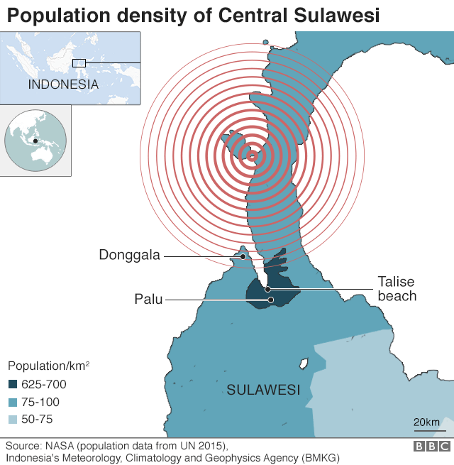 Map showing population density in Sulawesi
