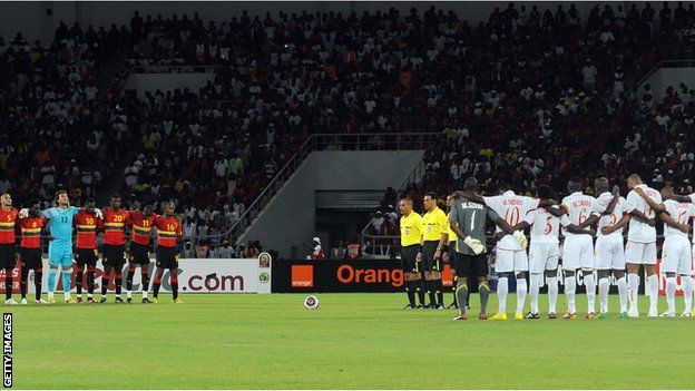 At the tournament's opening match, Angola and Mali players observed a minute of silence