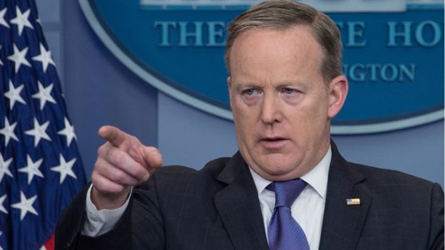 White House spokesman Sean Spicer speaks during press briefing on March 13, 2017